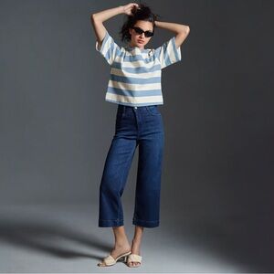 Pilcro Size 29 Anthropologie Skipper High-Rise Crop Wide-Leg Jeans Blue Wash